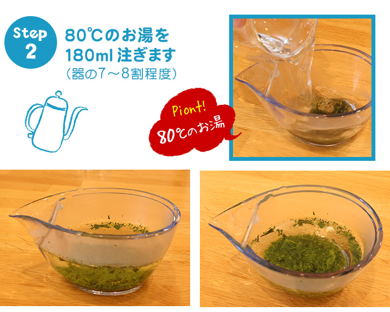 急須CHASTA（チャスタ）を使った美味しい緑茶の淹れ方2 お湯の温度と量の目安