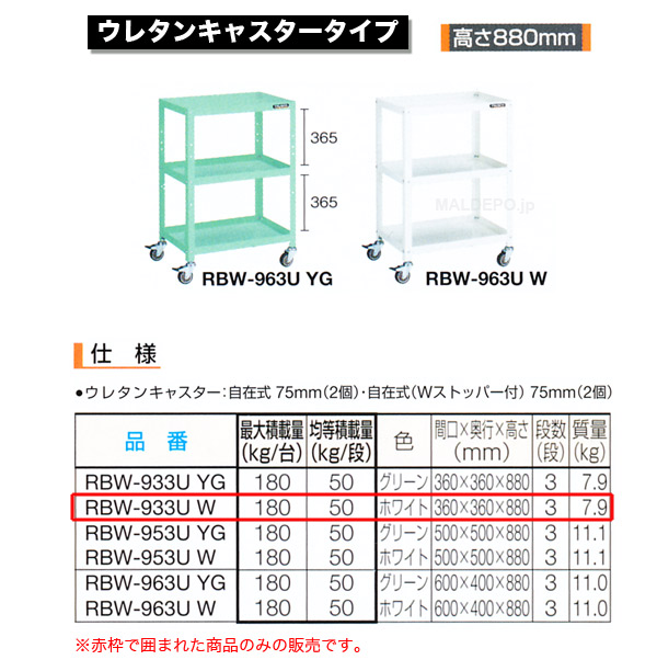 ȥ饹(TRUSCO) ӥåȥ若(⤵880mm) 쥿󥭥㥹 ۥ磻 RBW-933UW