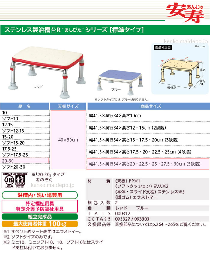 アロン化成ステンレス製浴槽台R（あしぴた）標準タイプ ソフト20-30