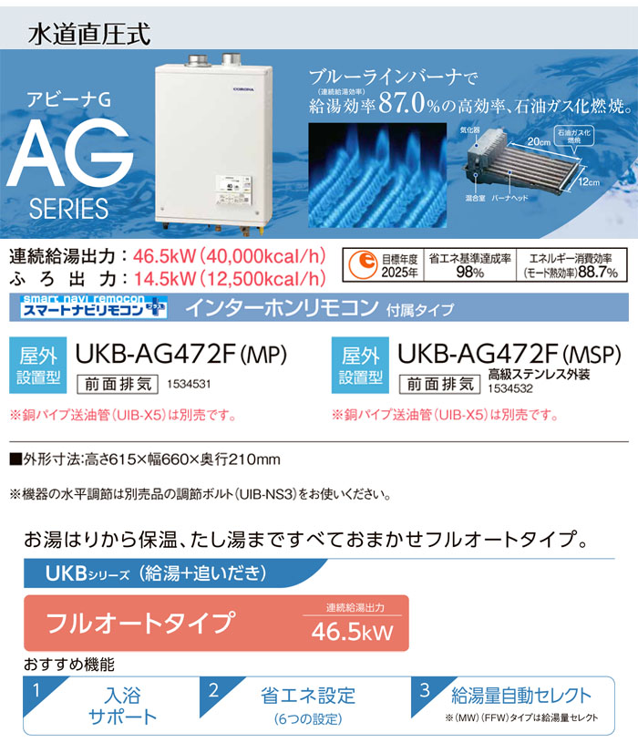 CORONAʥʡ ǳ  ӡG UKB-AG472F(MP) +ɤ ե륪  ӵ 󥿡ۥ⥳ ľ 46.5kW