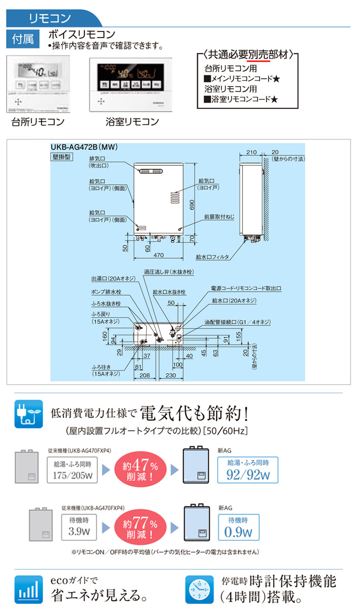 CORONAʥʡ ǳ  ӡG UKB-AG472B(MW) +ɤ  ɳ ӵ ܥ⥳ ľ 46.5kW