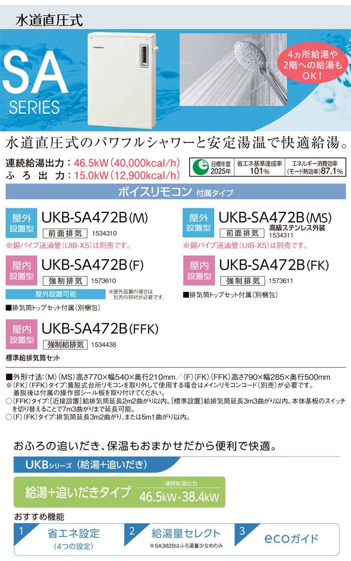 CORONAʥʡ  SA꡼ UKB-SA472B(M) +ɤ  ӵ ܥ⥳ ľ 46.5kW