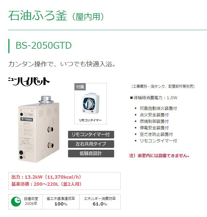 CORONAʥʡ դ ˥塼ϥѥå  BS-2050GTD 13.2kW