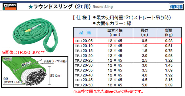 ラウンドスリング(5t) TRJ50-35 トラスコ(TRUSCO)-