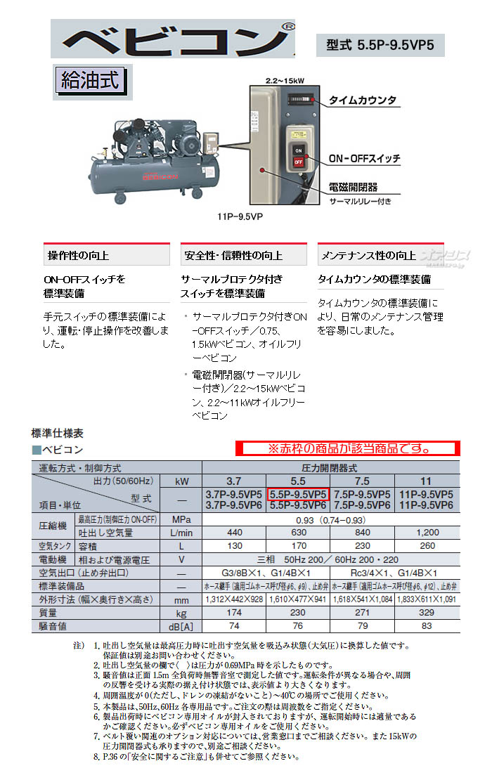 Ω ٥ӥ ץå 5.5P-9.5VP5(50Hz)