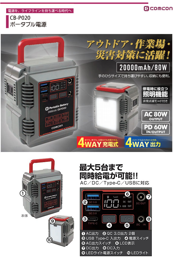 comcon ݡ֥Ÿ CB-P020 20000mAh 80W