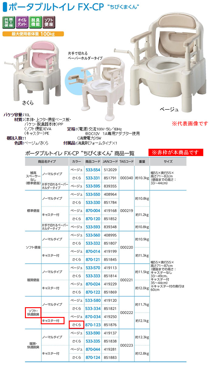 アロン化成 安寿 ポータブルトイレ FX-CP ちびくまくん ソフト・快適