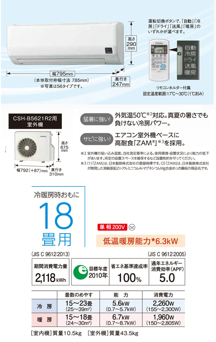 CORONAʥʡ 롼२ ñ200V 18 CSH-B5621R2(W) ˼˼ ѥ졼 ڷʡ̸