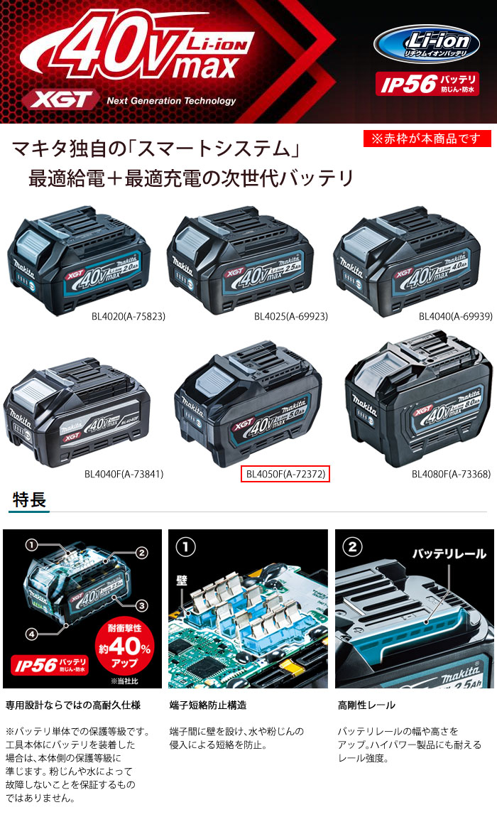 ޥ(makita)  40Vmax ।Хåƥ꡼ BL4050F A-72372 5.0Ah ɽ ʸξ 