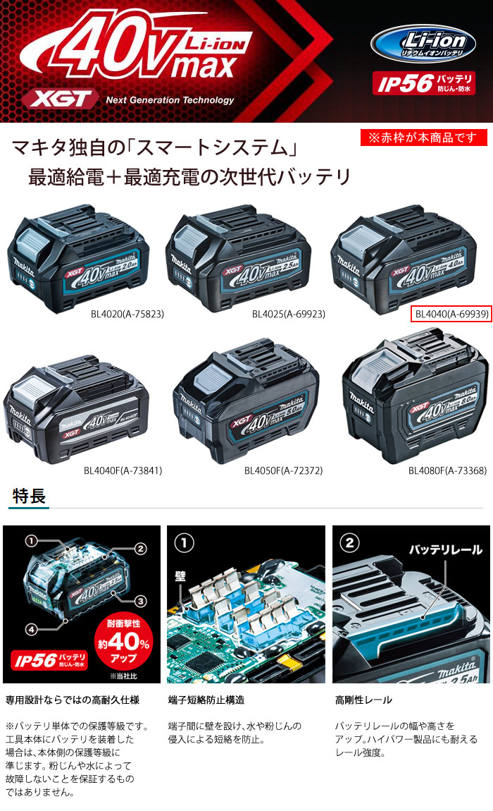 ޥ(makita)  40Vmax ।Хåƥ꡼ BL4040 A-69939 4.0Ah ɽ ʸξ