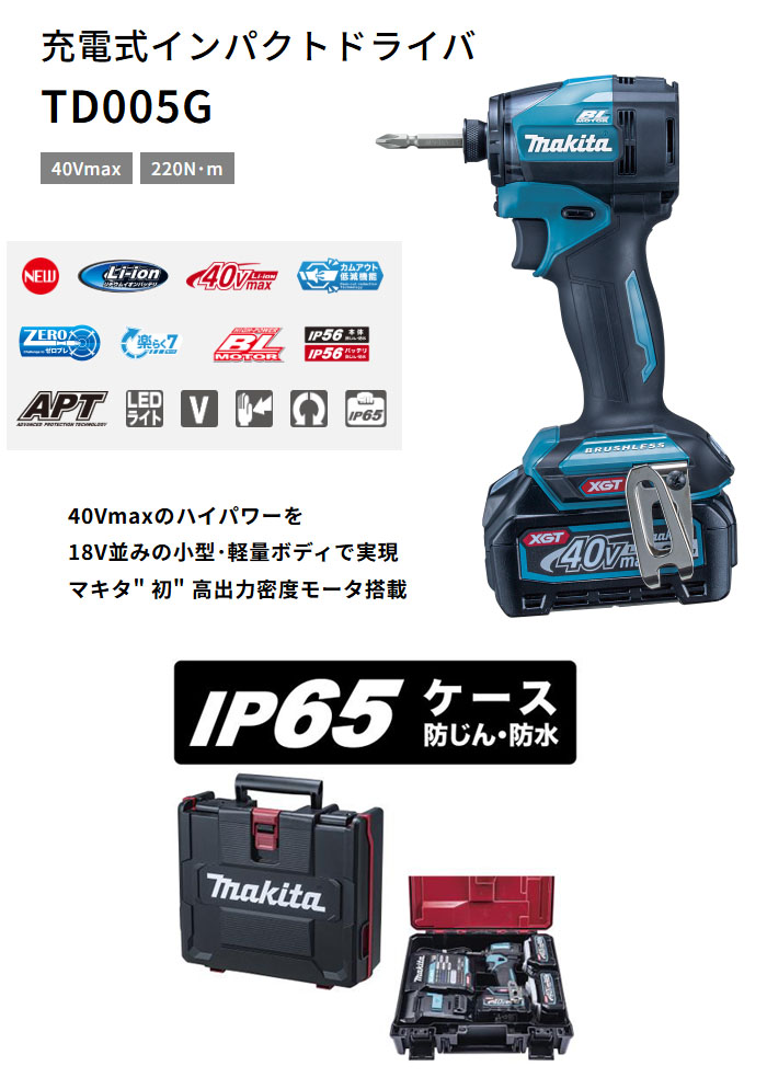 �ޥ���(makita) 40V���ż� ����ѥ��ȥɥ饤�� �� TD005GRDX ���Ŵ� �Хåƥ�2�� ��������