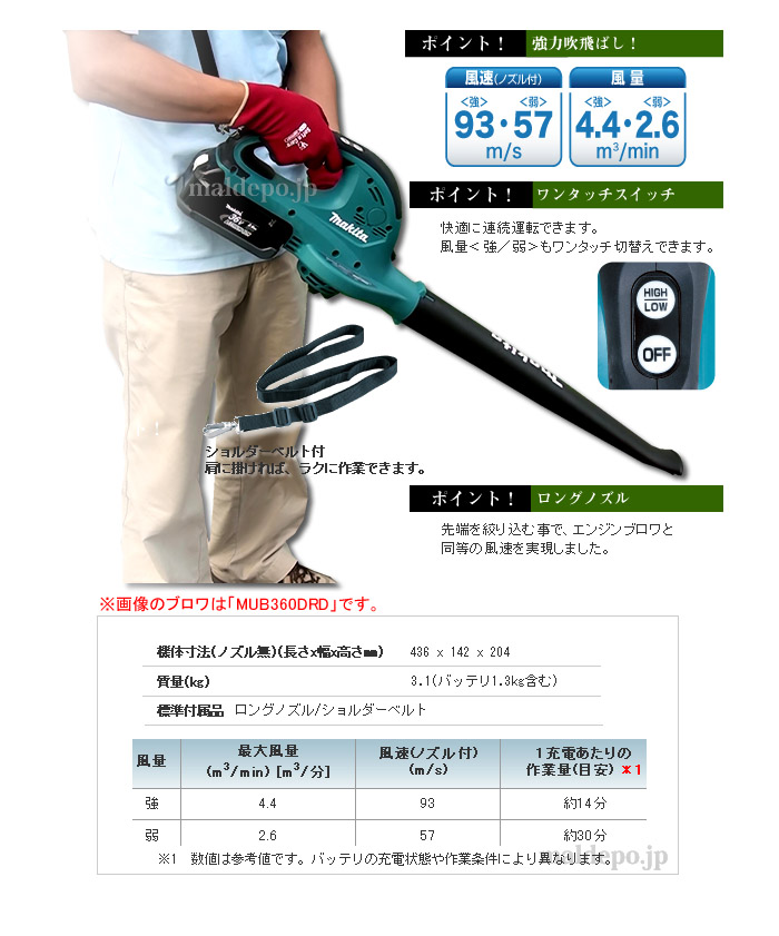 ޥ(makita) ż֥ żإåȥޡå Хåƥ꡼̵ MUB360DWBX+MUH550DWBX 36VѡŸʬʡ