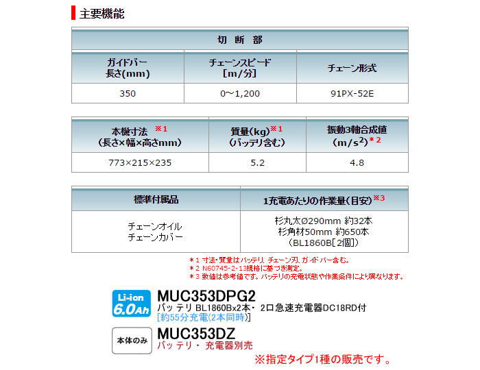 ޥ(makita) 36Vż󥽡(ꥢϥɥ륽) MUC353DPG2 350mm 91PX  ŴХåƥ2