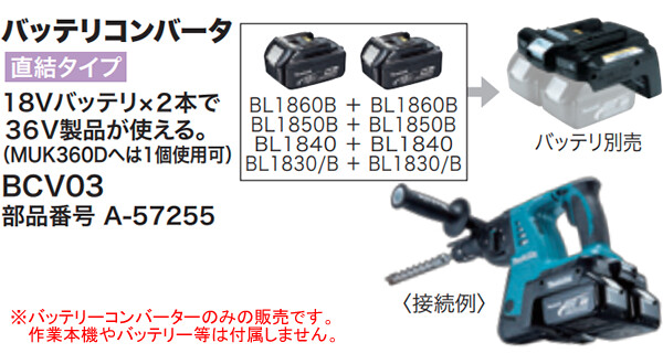 ޥ(makita) 18Vx2ܢ36V Хåƥ꡼С ľ륿 BCV03 A-57255