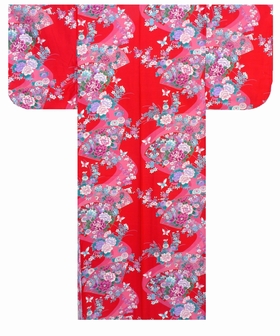 Sale No,2088 Cotton Sateen Kimono56inch Red