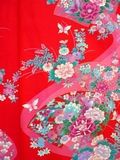 Sale No,2088 Cotton Sateen Kimono56inch Red