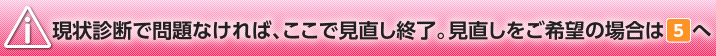  ＊現状診断で問題なければ、ここで見直し終了。見直しをご希望の場合は5へ